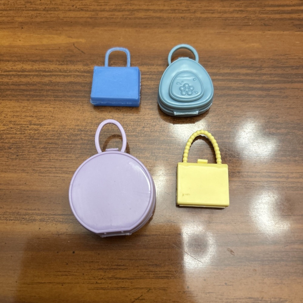 Vintage Barbie Retro Plastic Purses Lot 4 Blue Yellow Purple